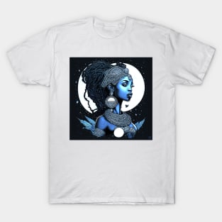 [AI Art] Lunar Lady, Line Art Style T-Shirt